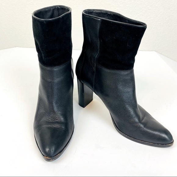 Diane Von Furstenberg Black Leather Slip On Booties Size 8 - Picture 1 of 10